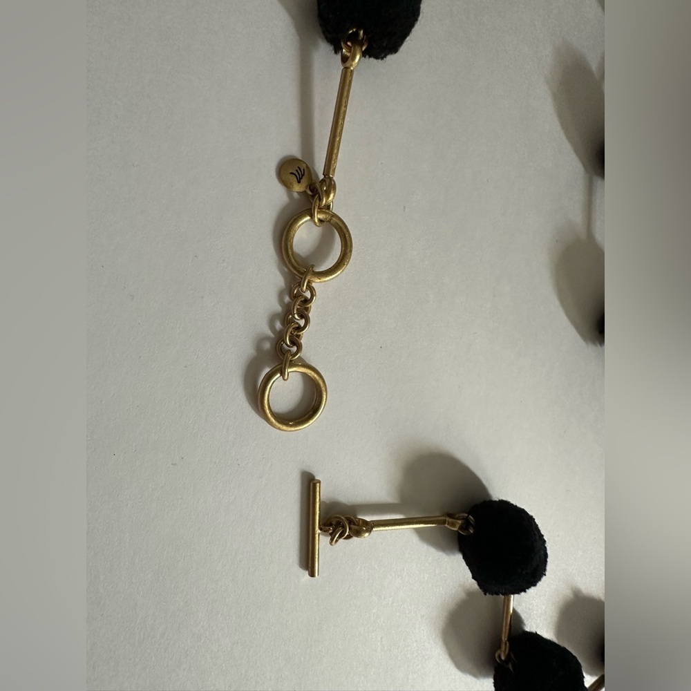Madewell Black Pom-Pom Gold Link Toggle Necklace - Picture 10 of 10